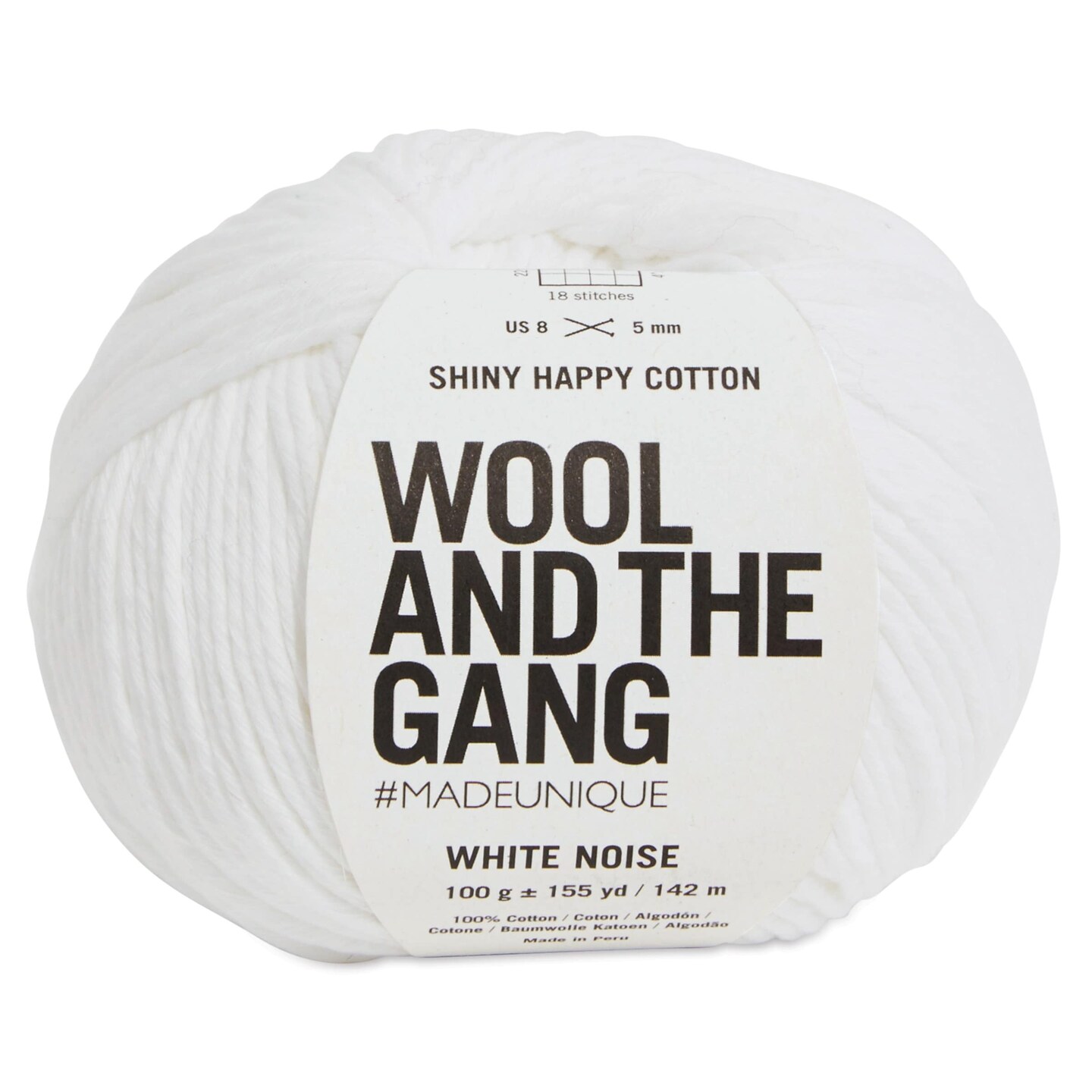 Wool and the Gang Shiny Happy Cotton Yarn - White Noise, 155 yds