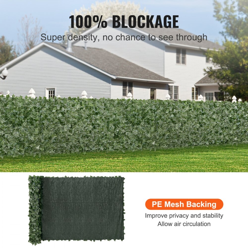 Green Silk Artificial Ivy Fence Panels with Plastic Frame Backing
