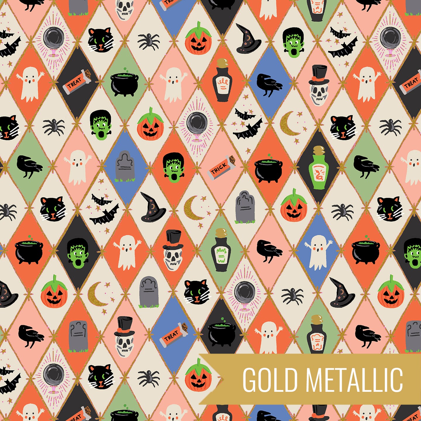 Argyle in Multi Metallic (rp1309-mm1m) | Halloween II | Rifle Paper Co | Cotton+Steel