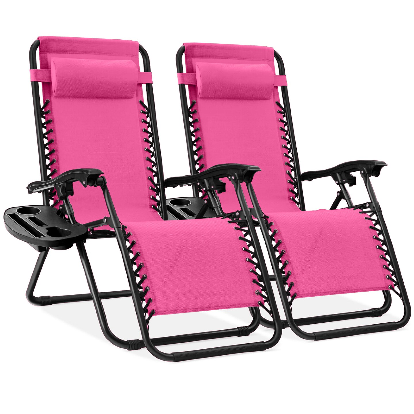 Best Choice Products Set of 2 Zero Gravity Lounge Chair Recliners for Patio, Pool w/ Cup Holder Tray