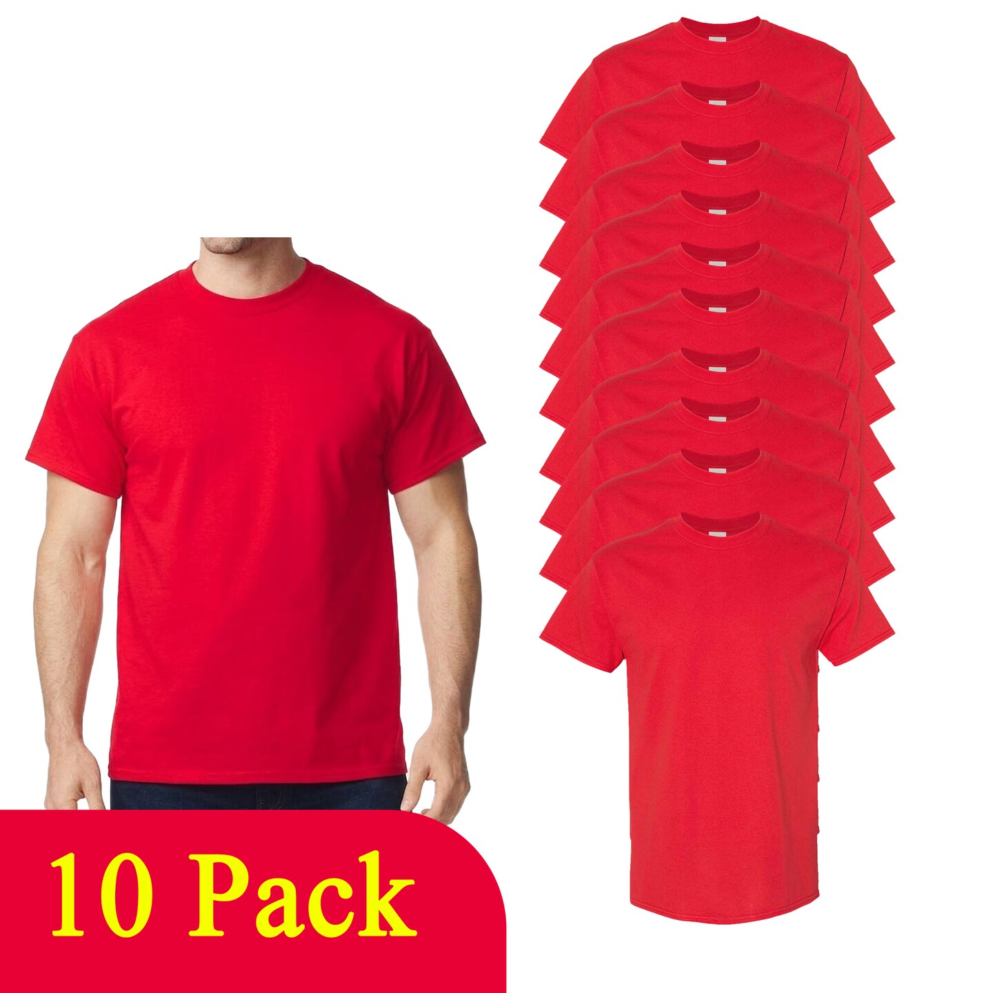 Gildan Unisex Heavy Cotton Red Craft Blank T-Shirt Bundle for Pack Fabric Printing Shirts