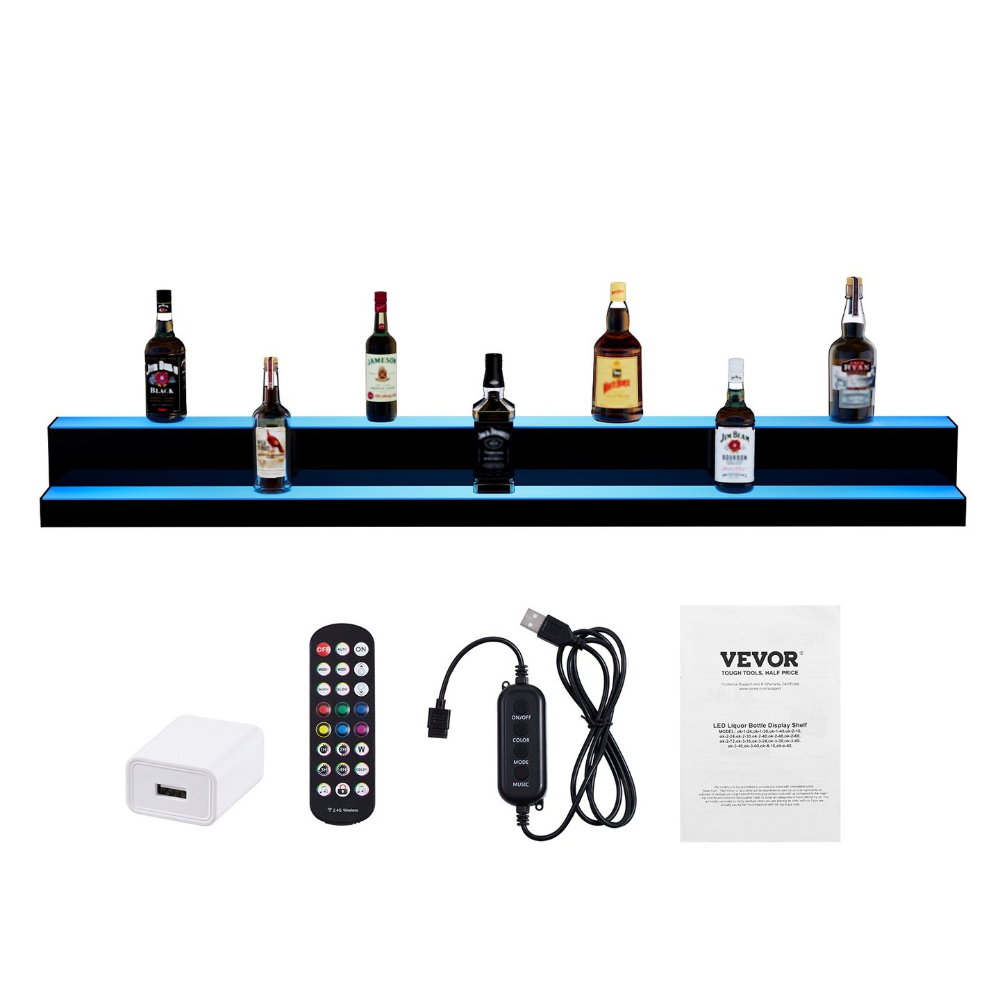 Acrylic LED Liquor Bottle Shelf with Remote App Control, Multi-Color Lights
