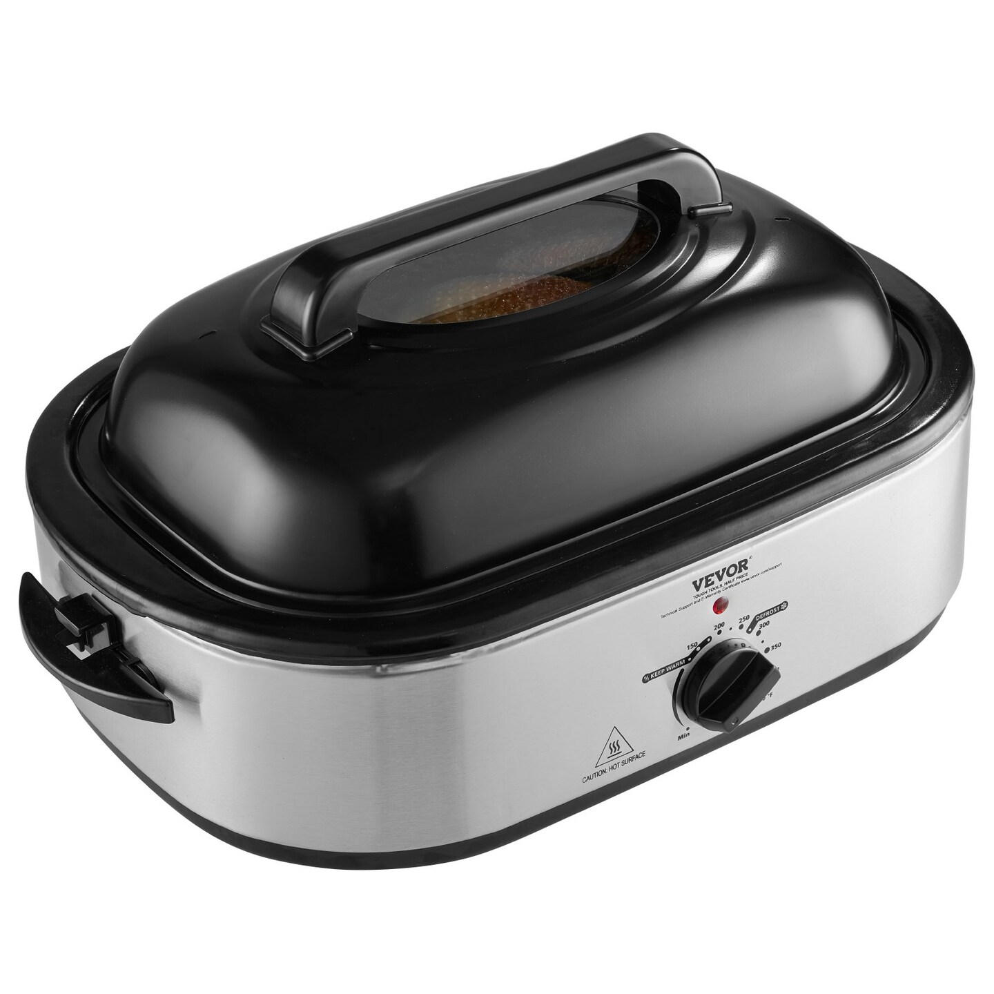 Stainless Steel Roaster Oven 18–22 QT, 1450W with Self-Basting Lid
