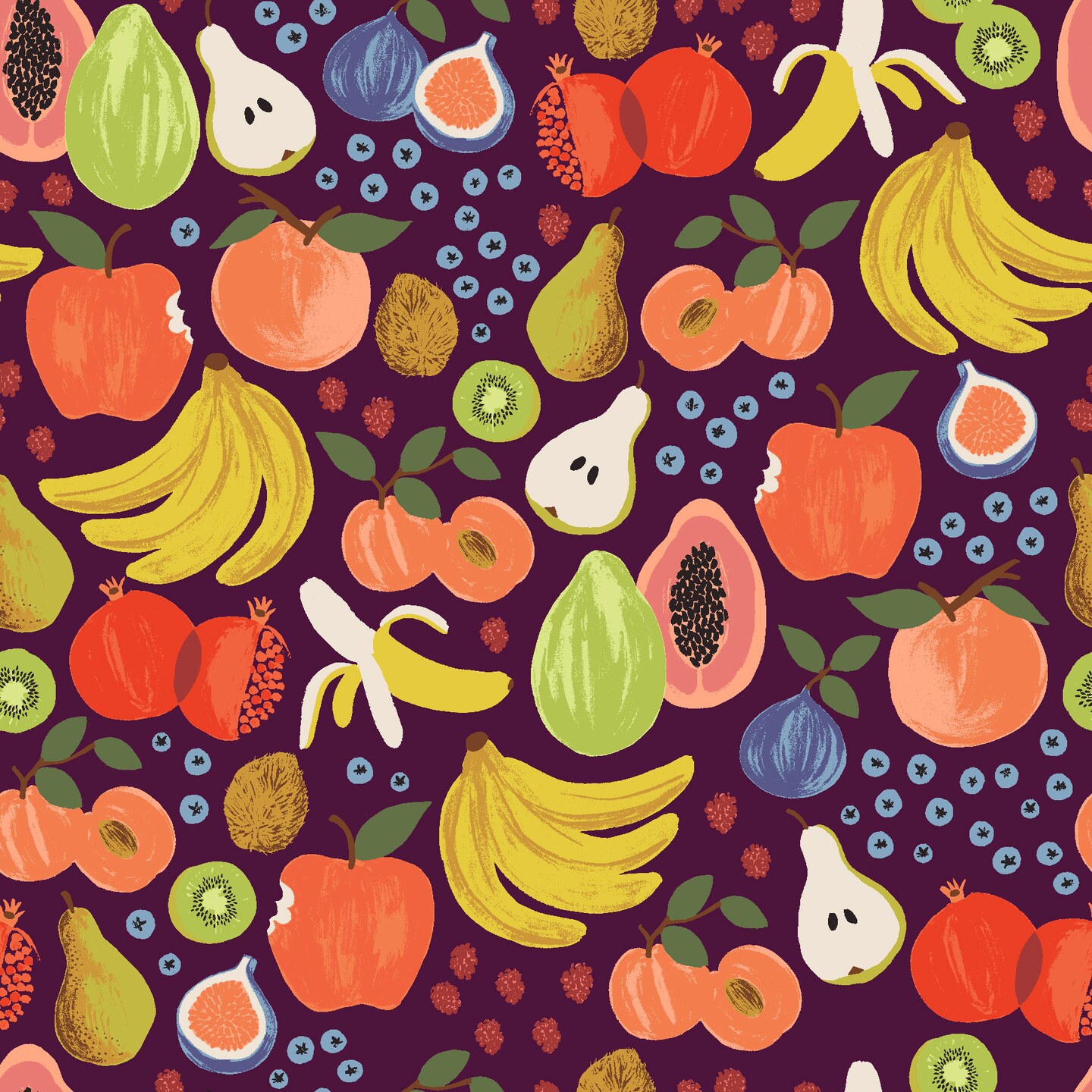 Fruit Stand in Burgundy (rp1200-bu1) | Orchard | Rifle Paper Co | Cotton+Steel