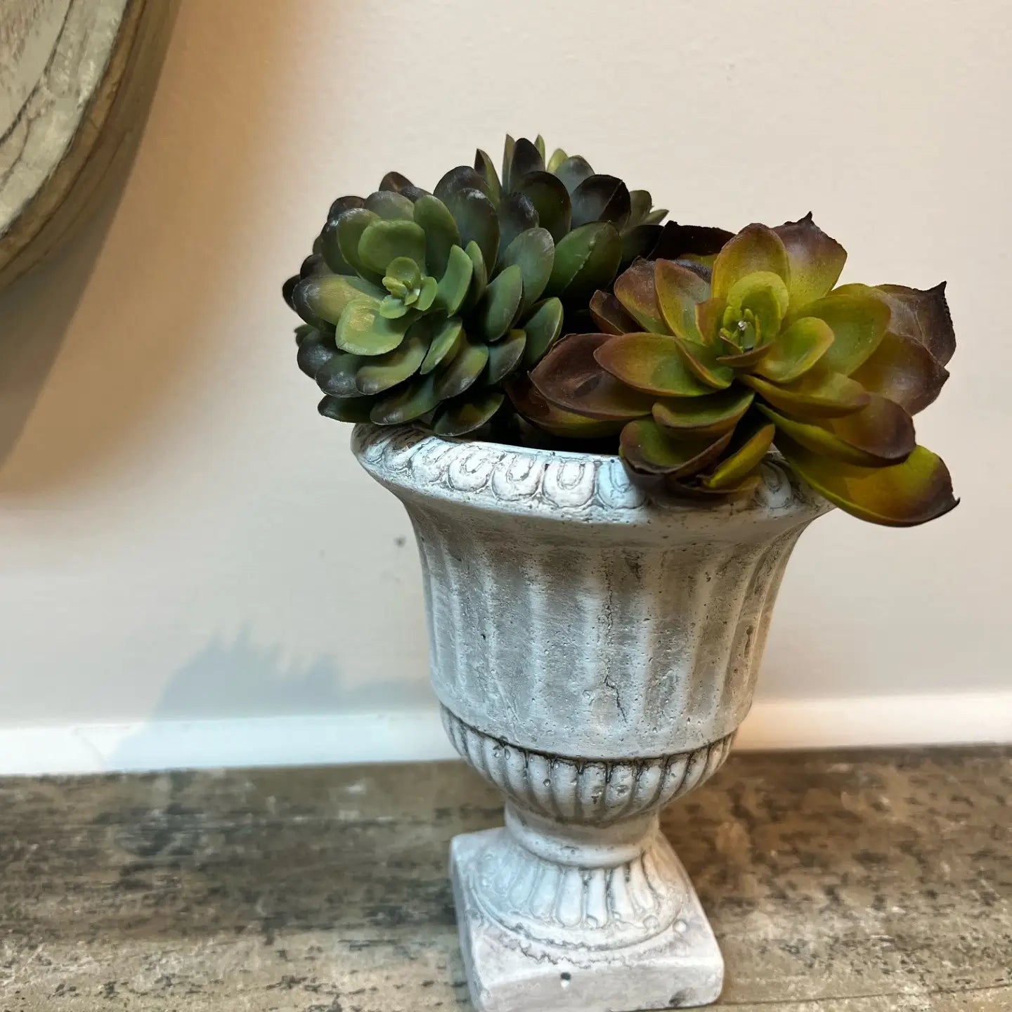 Decorative Cement Urn Planter Rustic Flower Pot for Patio Home Display