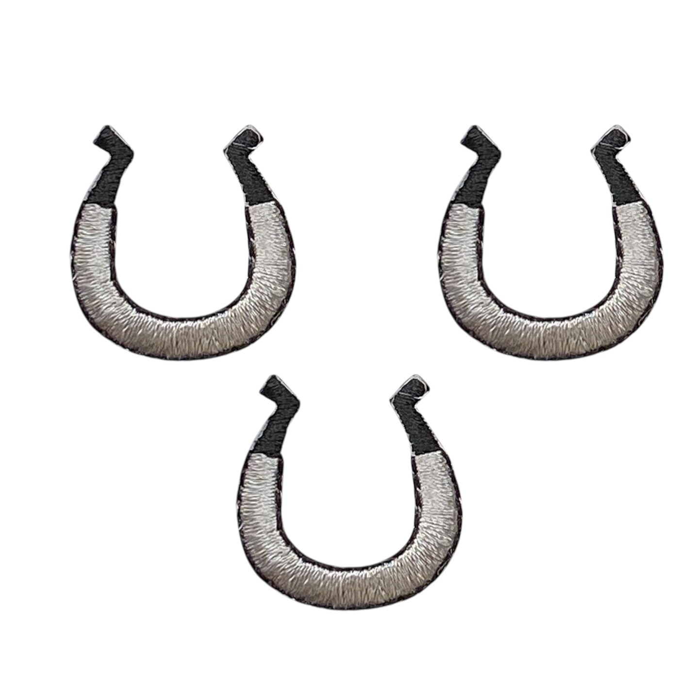Set of 3, Mini Silver Western Horseshoe, Embroidered, Iron on Patch