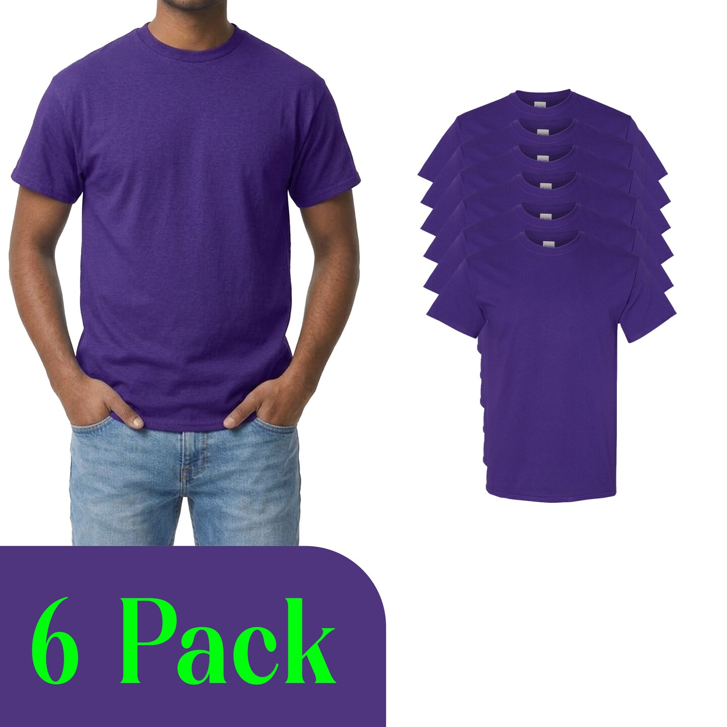 Gildan Unisex Purple Heavy Cotton T-Shirt Blanks for Crafting, Printing & Custom Designs (S–5XL)