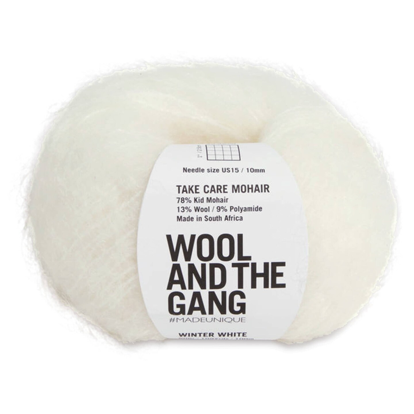 Wool and the Gang Take Care Mohair Yarn - Winter White, 109 yds