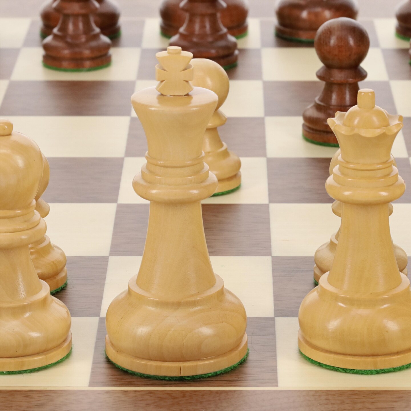 Bobby Fischer Ultimate Chess Set - Luxury Acacia Pieces with Walnut Wood Board w/ Beveled Edge, 21 inch