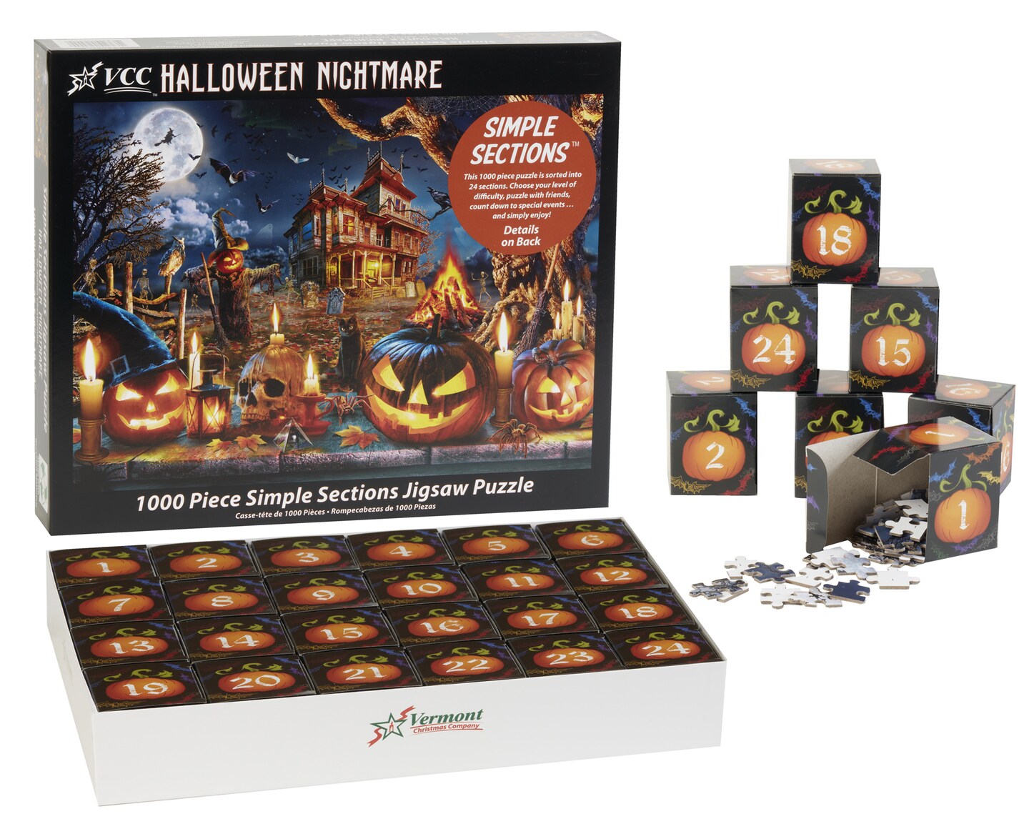 Count Down to Halloween Puzzle - Halloween Nightmare Simple Sections™ Jigsaw Puzzle - 1000 Pieces - 24 Sections to Complete - 2025 Advent Calendar