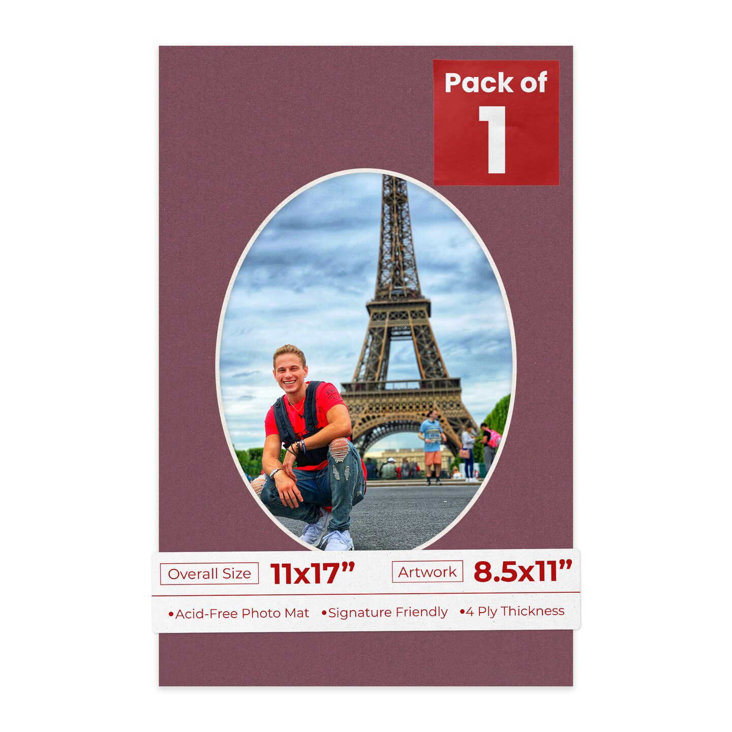 Raspberry Red Mat Board for 11x17 Frames - Oval Opening for 8.5x11 ...