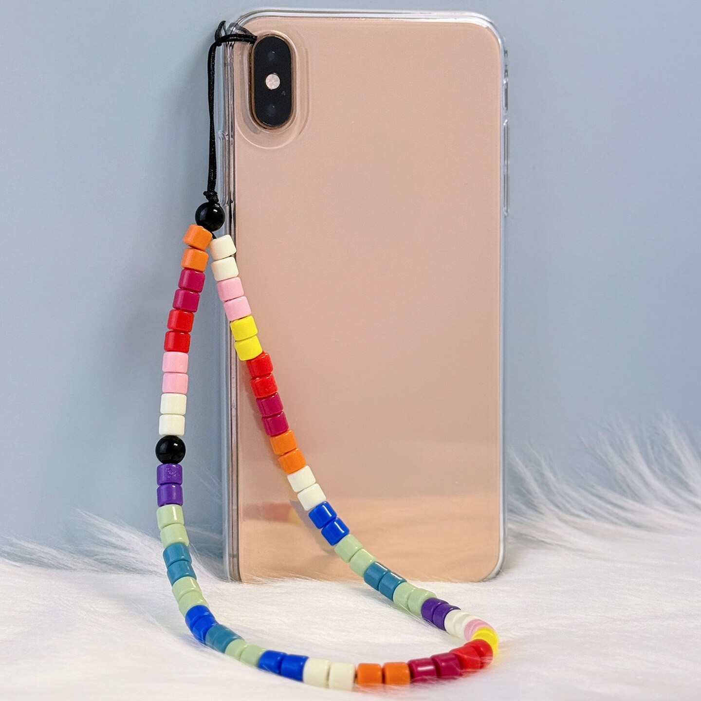 Wrapables Charms and Beads Cell Phone Wrist Strap, Keychain, Bag Charm (Set of 2), Rainbow Color