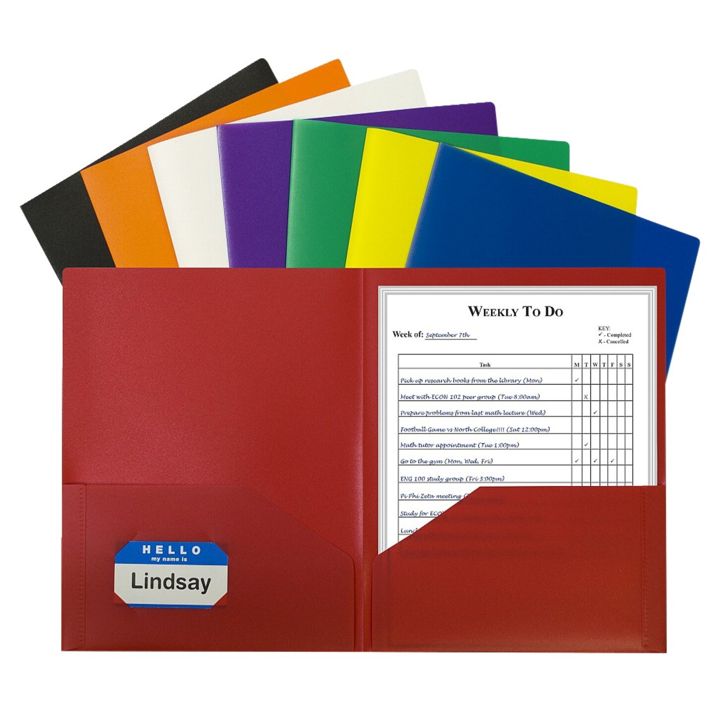 C-Line Poly Portfolio Folder, Letter, 2-Pocket, Assorted Colors, Set of 36