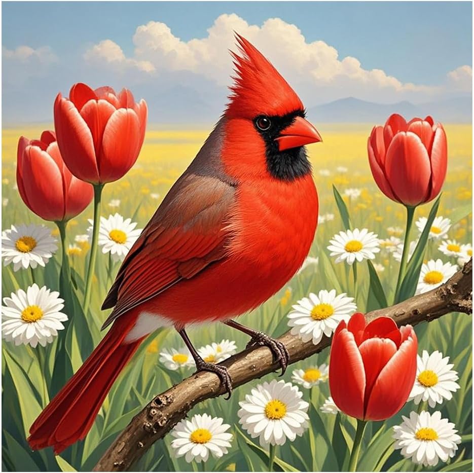 Diamond Painting Kits for Adults Cardinal, Round Full Drill Diamond Art ...