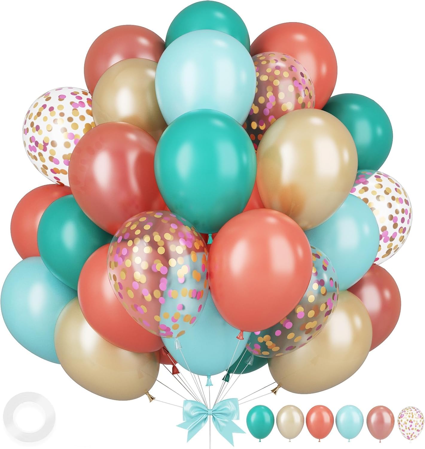 12 Inchs Teal Retro Apricot Confetti Balloons with 12 color choices