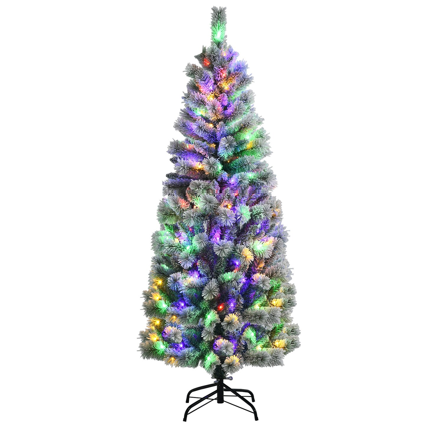 Prelit Snow Flocked Christmas Tree with Remote and 9 Light Modes
