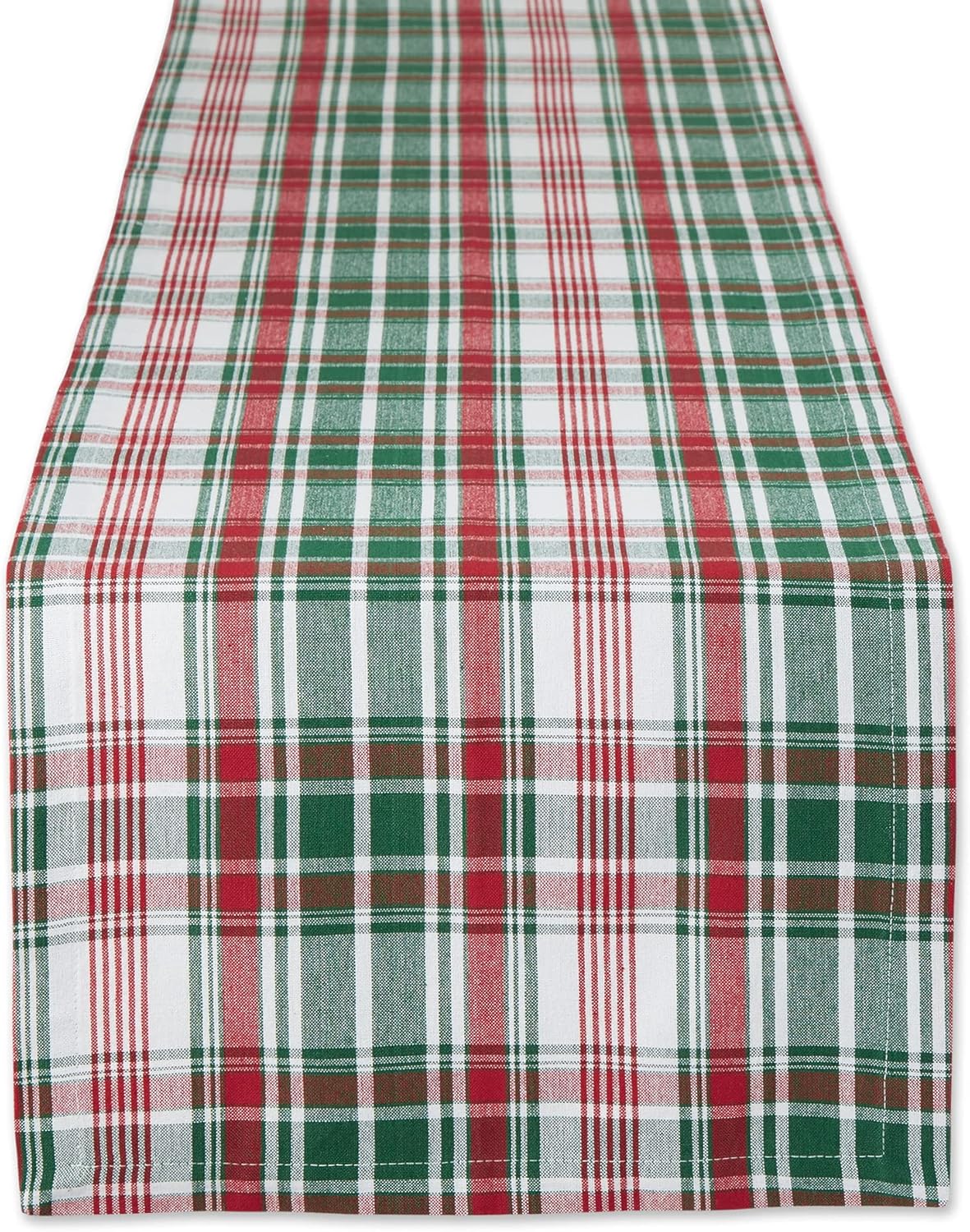 Yuletide Plaid Christmas Collection Holiday Dining Table Linen, Table Runner, 14x72, Forest Green & Maroon