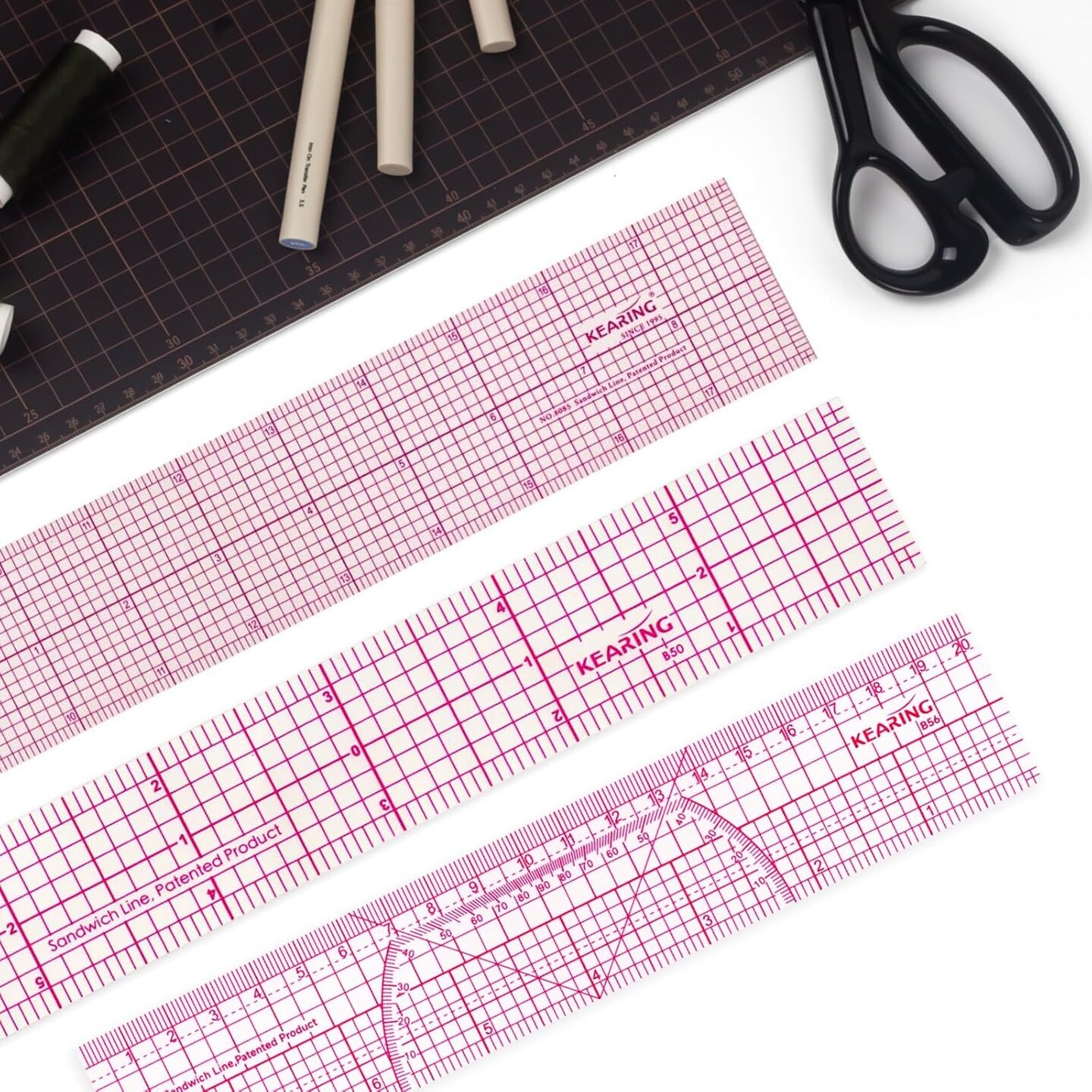 Clear Sewing Ruler: Quilting & Pattern Grading, 1.2mm Plastic