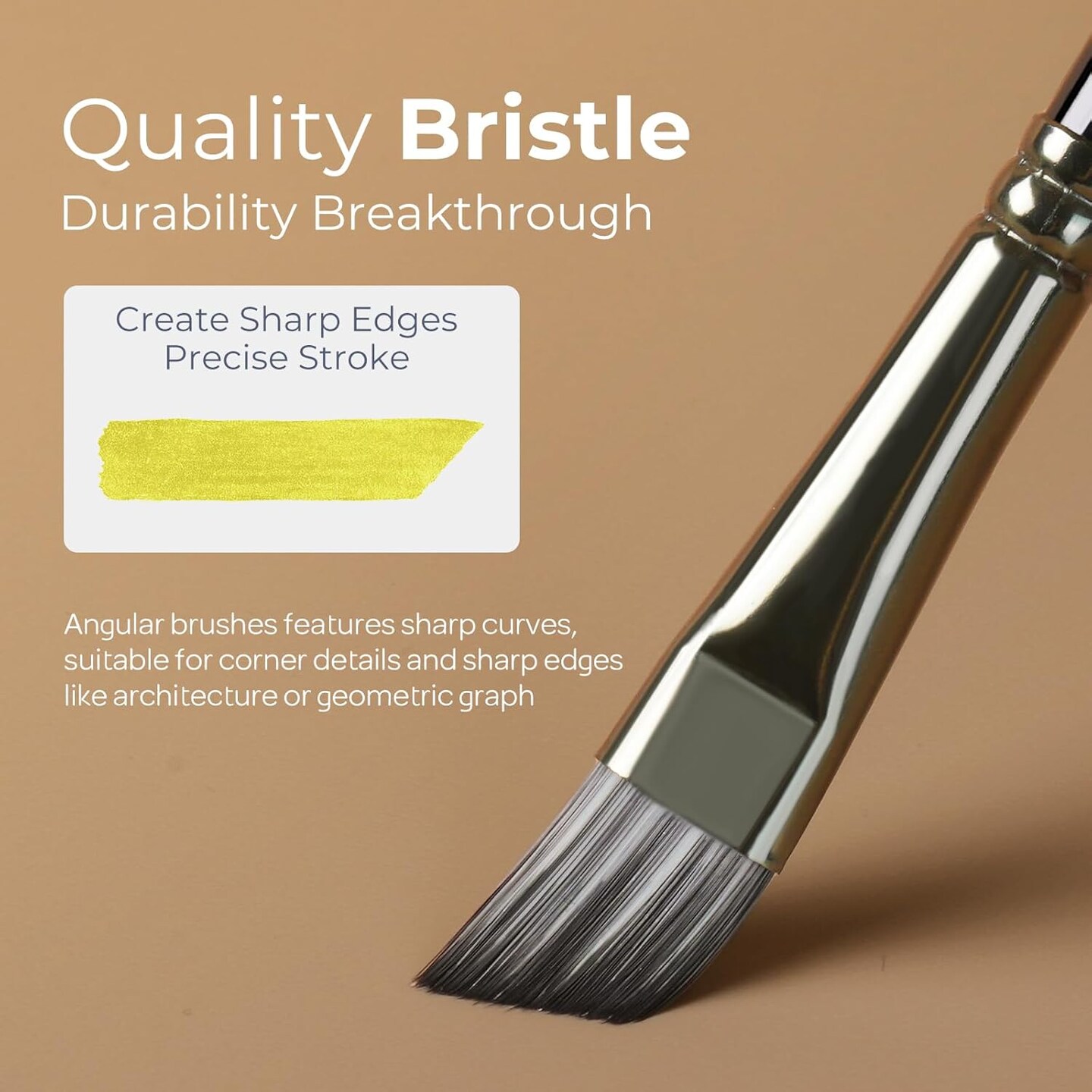 10 PCS Angular Paint Brush Set, Soft Anti-Shedding Nylon Hair Long Handle Angled Paint Brushes, Suitable for Artists and Beginners for Watercolor, Acrylics, Ink, Gouache, Oil, Tempera