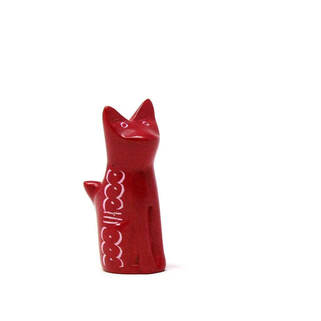 Soapstone Mini Sitting Cats Figurines Pack of 5 Assorted Colors Decor Gift