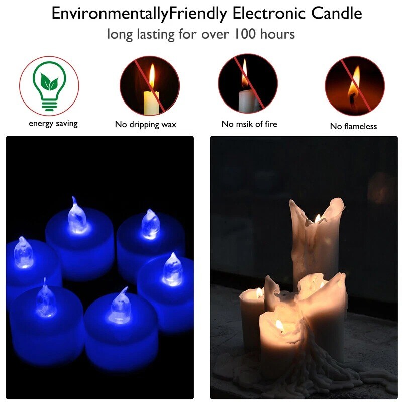 6Pcs Tea Lights Votive Candles LED Flameless w/ Battery 200+ Hours