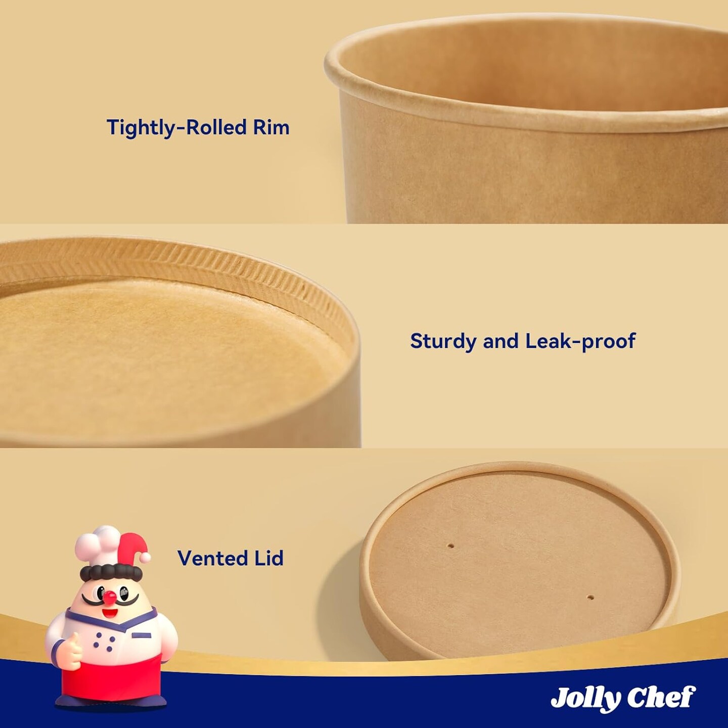 50 Pack Disposable Paper Food Containers with Lids, 8 oz To Go Soup Bowls, Disposable Soup Cups with Lids for Restaurant, Party, Picnic