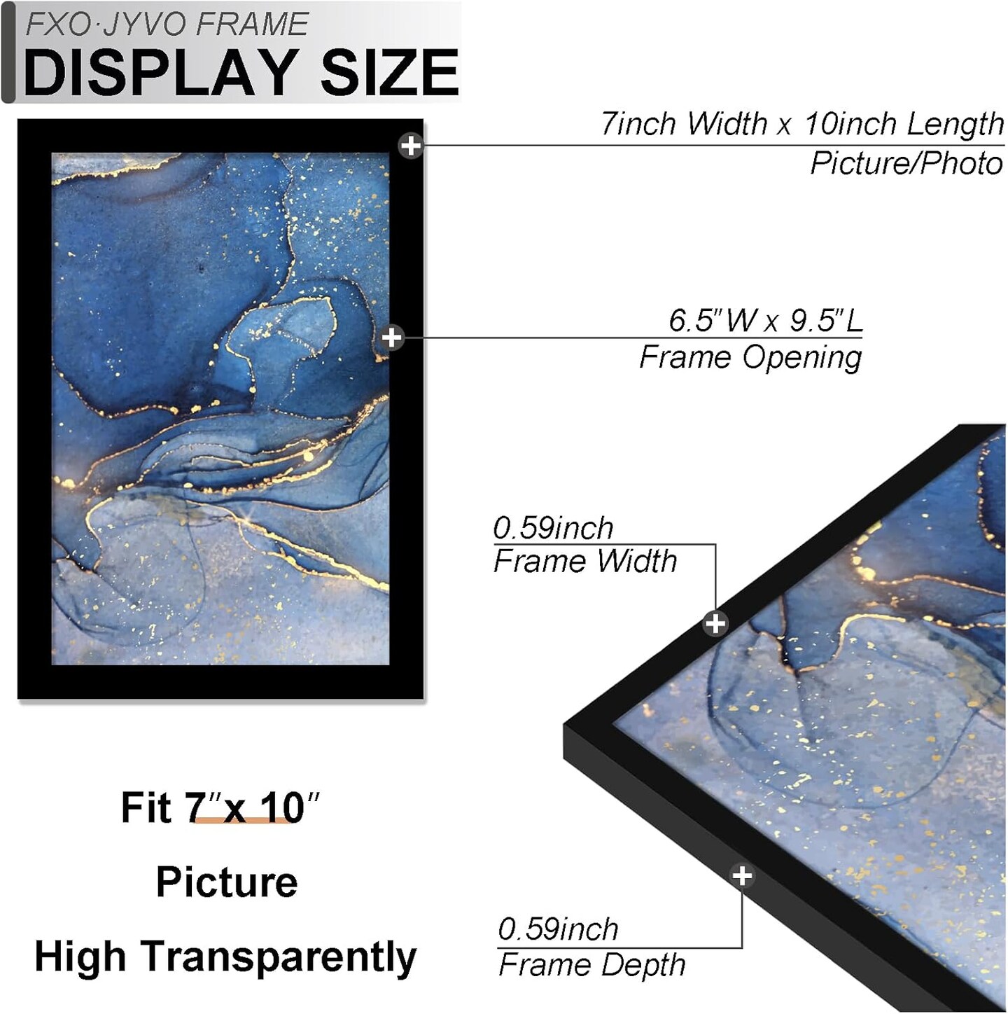 7x10 Picture Frame, Black Frame for 7 x 10 Inch Picture Poster Photo, Light Weight and High Transparent 7 by 10 Frame for Wall - 1 Pack/Black/7"x10"