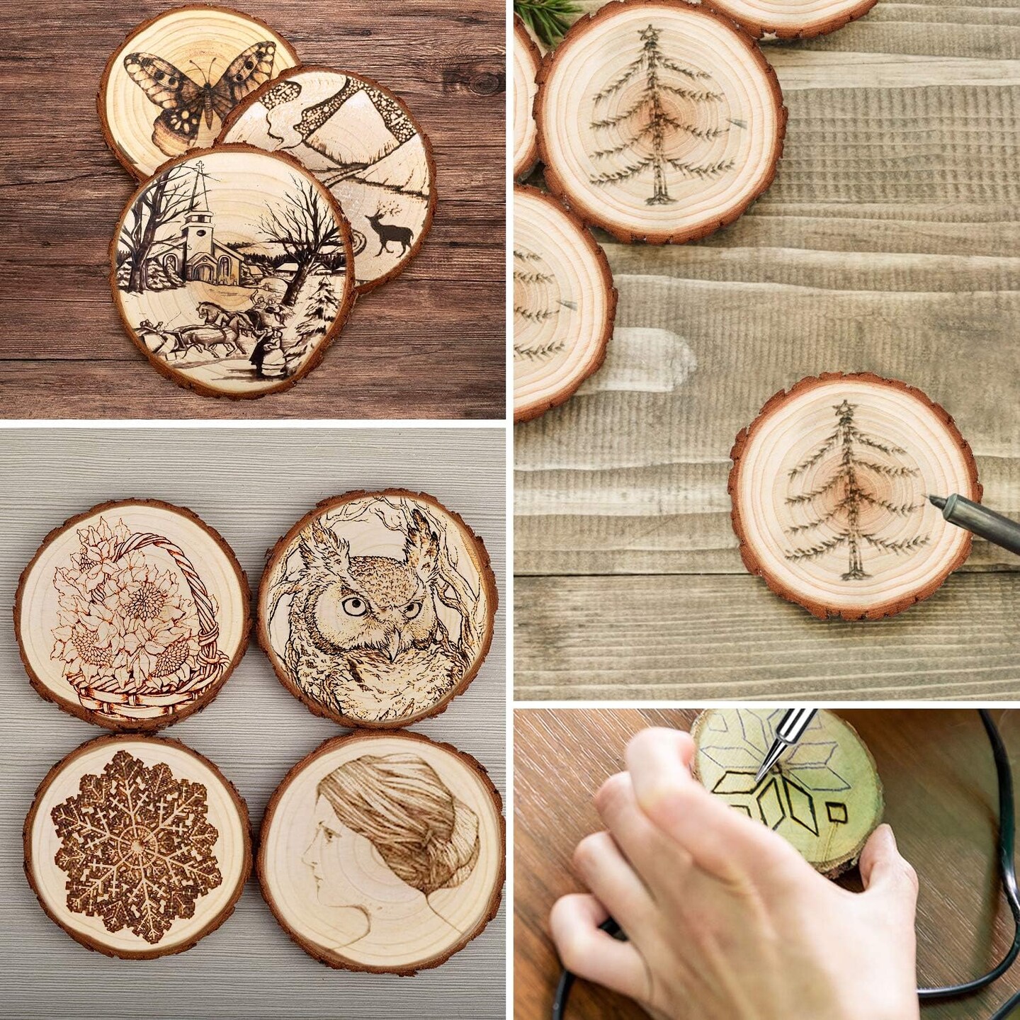 Unfinished Natural Wood Slices with Bark - 20 Pcs 3.5-4 inch Wood Craft kit, DIY Kids Arts and Crafts Coasters Ornaments Rustic Wedding Decorations