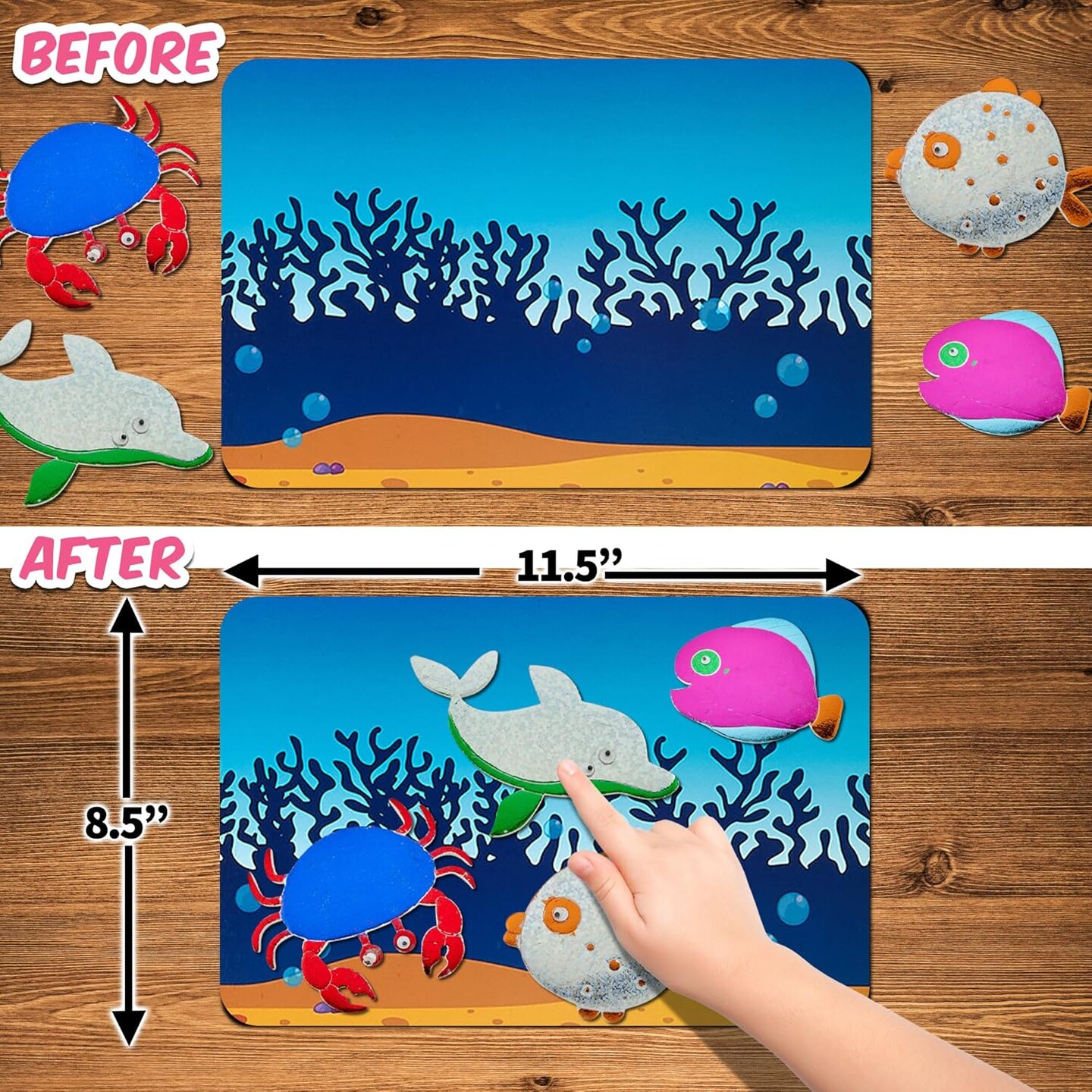 Press and Peel Foil Kit Sea Animals - Preschool Arts and Crafts Kit for Kids- No Mess Art for Boys & Girls Ages 4, 5, 6, 7, 8, 9 Years Old - DIY Creative Activity - Art & Craft Activity