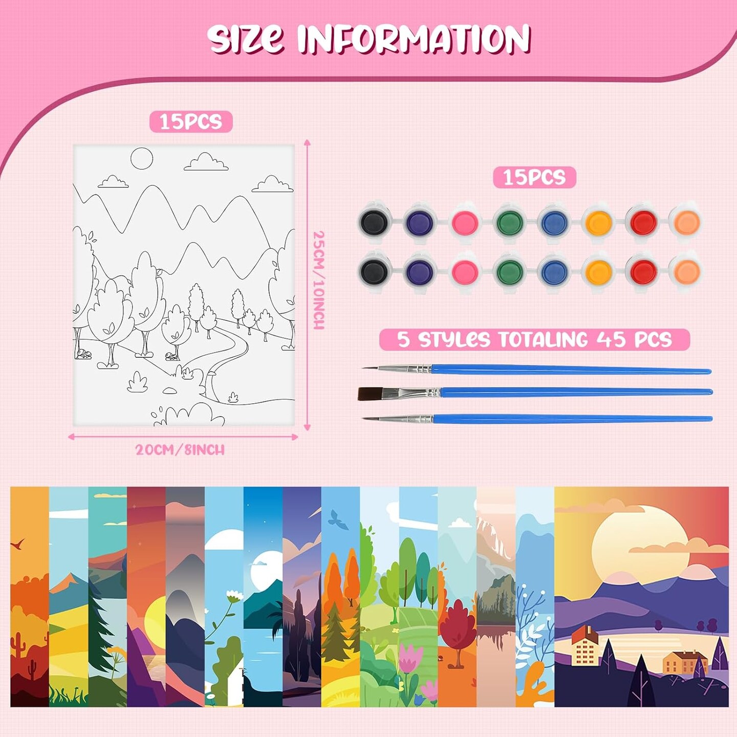 15 Pack 75 Pcs Pre Drawn Painting Canvas