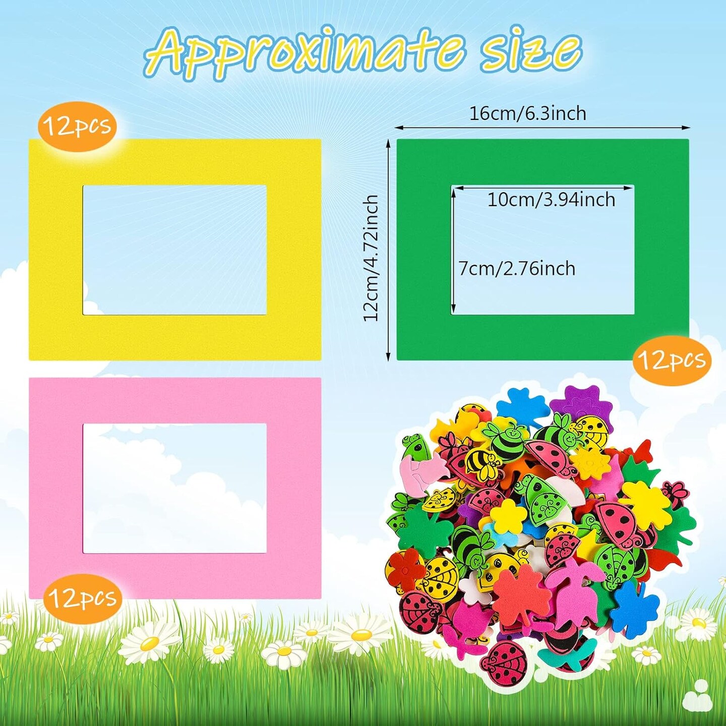 Spring Picture Frame Craft Kits for Kids, Foam Picture Frames DIY Craft Photo Frames with Flower Butterfly Foam Stickers for Home Classroom Game Activities Bulletin Board Decoration