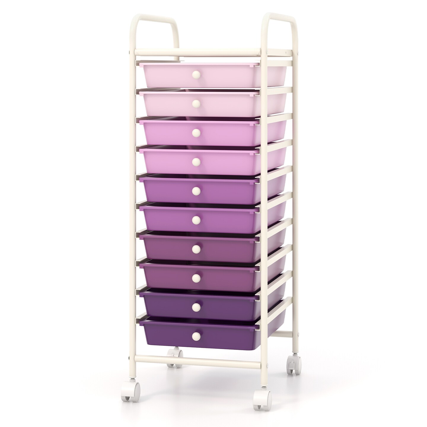 10-Drawer Rolling Storage Cart with Clear Drawers Steel Frame and Locking Wheels for Home or Office Use