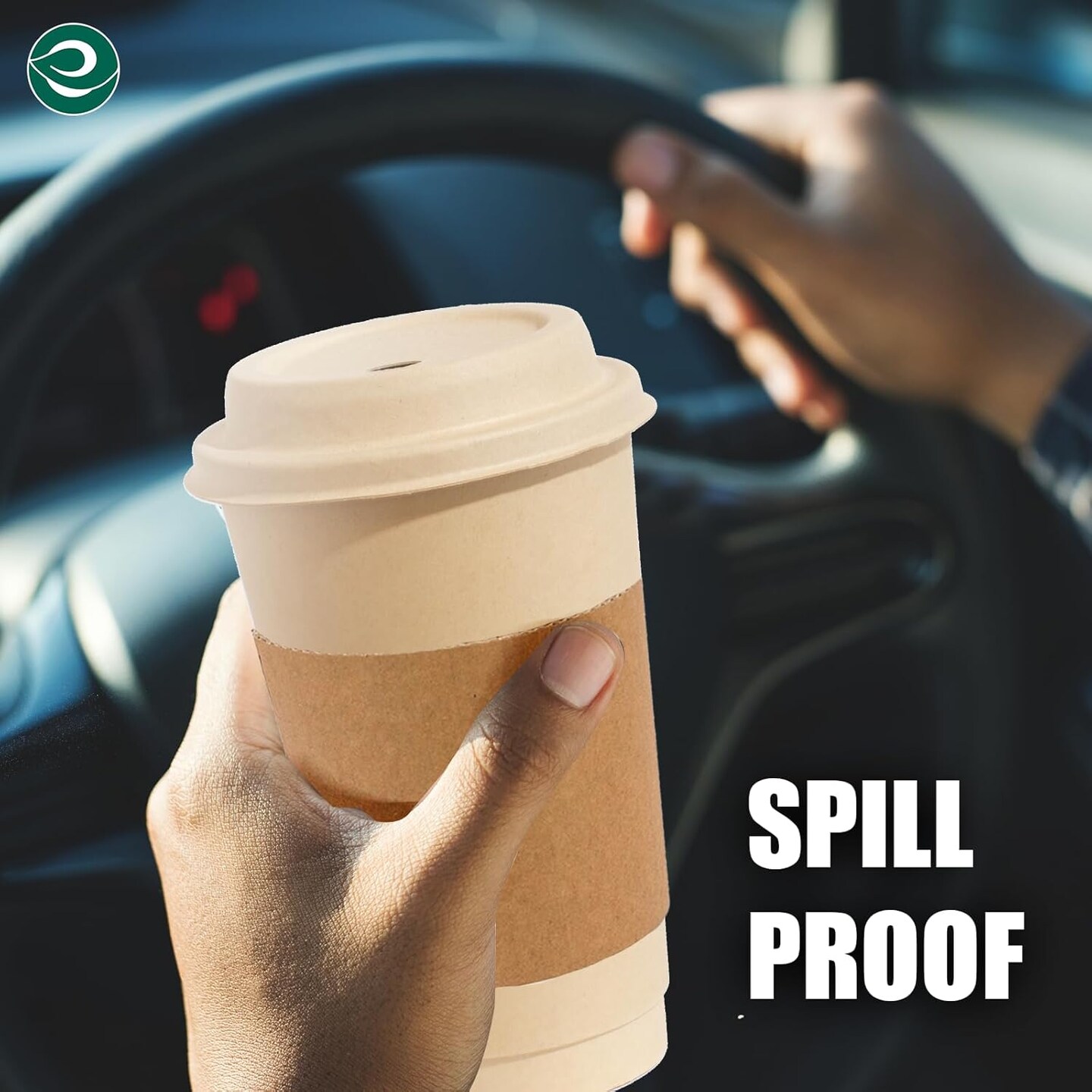 100% Compostable Coffee Cups With Lids & Sleeves - 16Oz (25 Counts) To Go Coffee Disposable Bagasse Cups