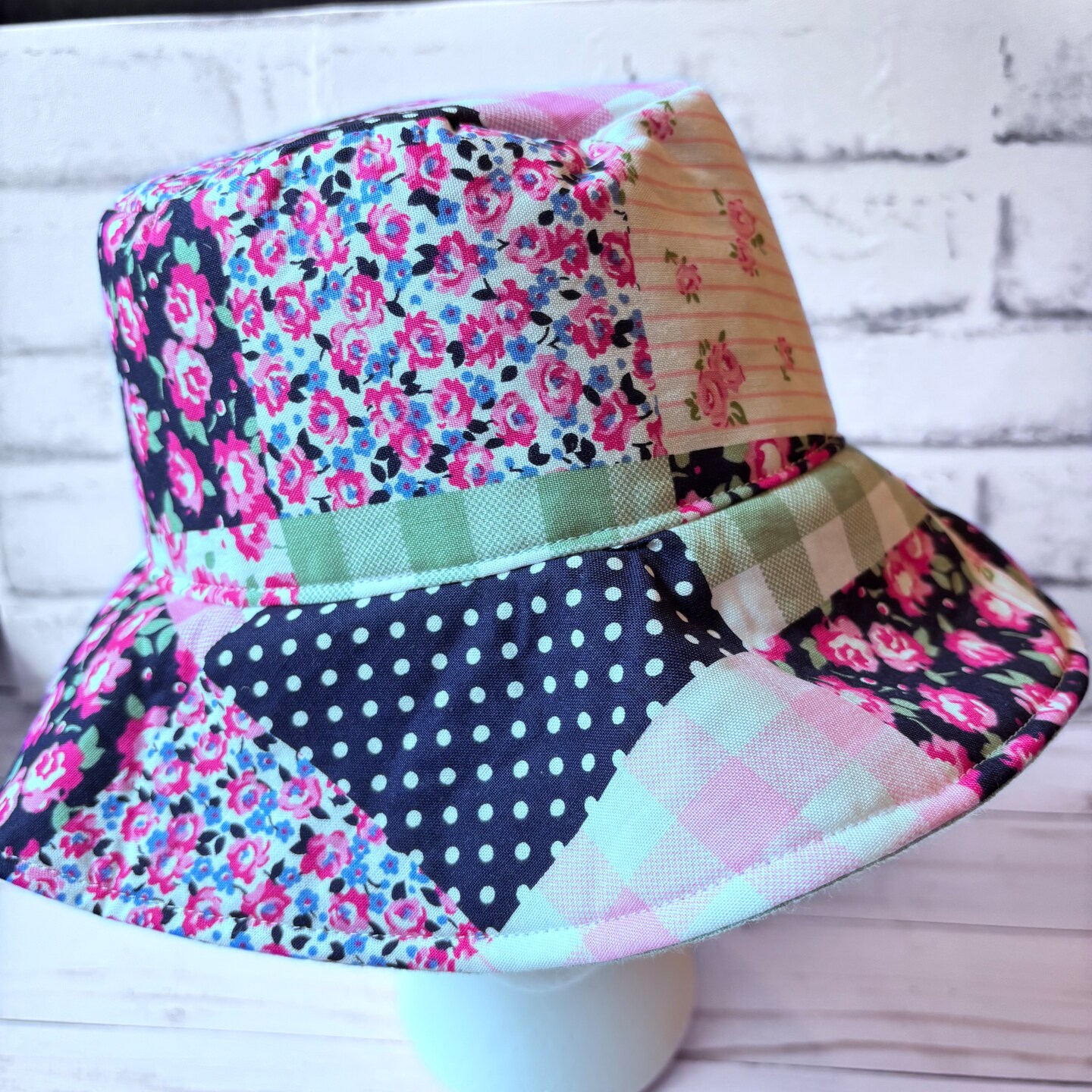 Handmade Floral Patchwork Bucket Hat - Unique, Colorful