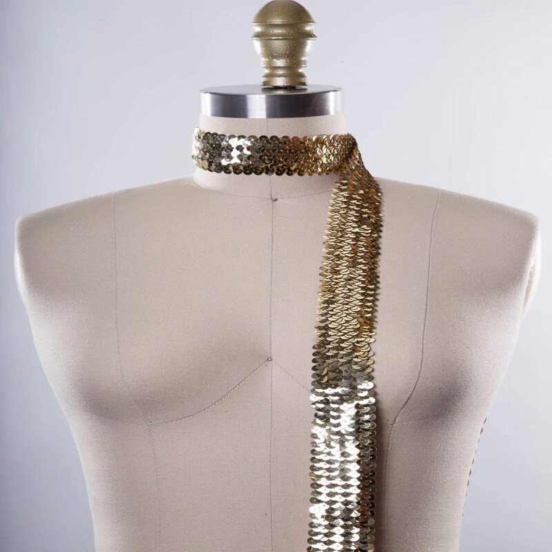 1 Yard 1.5" Antique Gold Stretch Sequin Ultra Wide Trim Perfect for Dancewear and Costumes