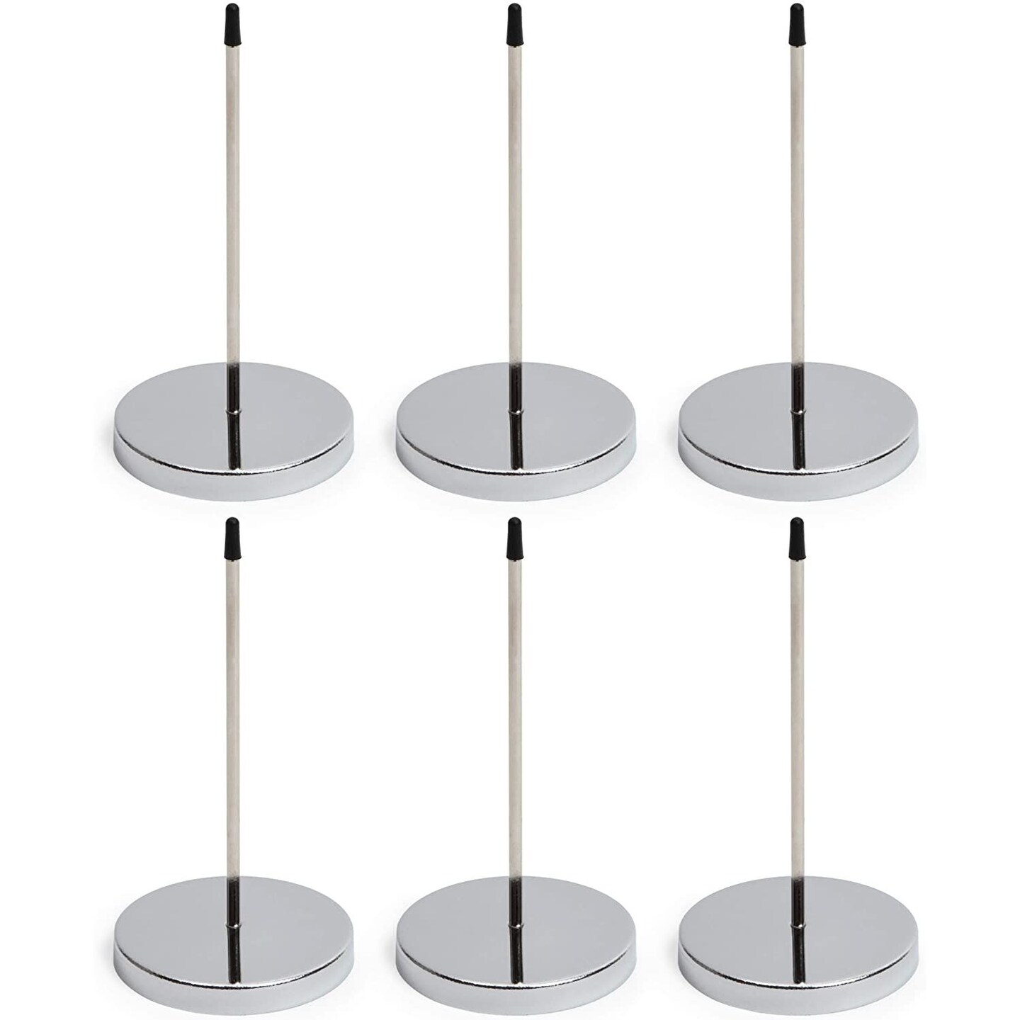 Juvale Receipt Holder - 6 Pack Ticket Stabbers, Stainless Steel Receipt Spike, Check Spindle for Restaurant, Office and Kitchen, Black and Silver, 2.75 x 5.5 Inches