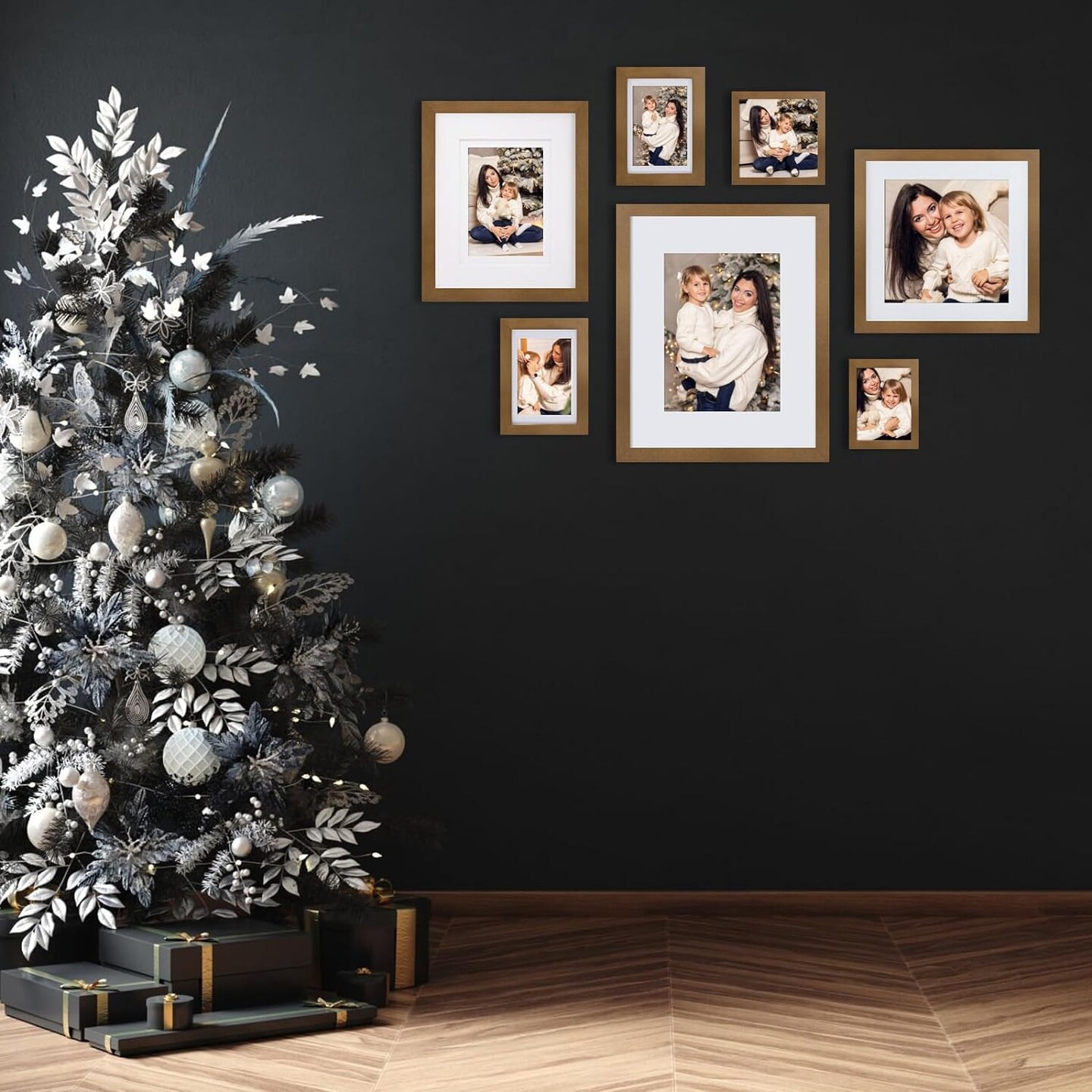 5x7 Picture Frames set 4 Pack Made of Solid Wood Covered by Plexiglass Matted for 4x6 or 3.5x5 for Table Top Display and Wall Mounting Photo Frame, Light Brown