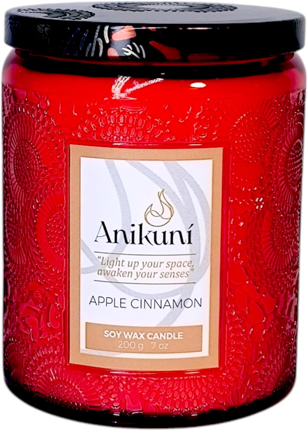 Soy Wax Candle with Apple Cinnamon Scent, 7oz, Natural Essence, Long Lasting, Reusable Jar, Eco-Friendly Decor