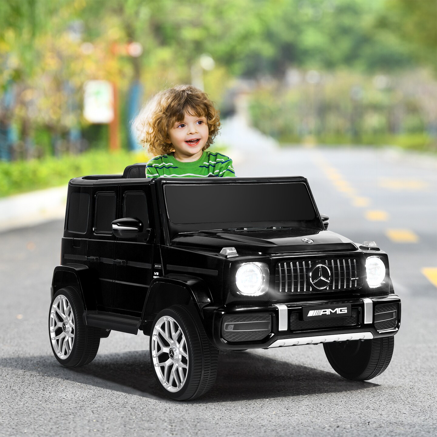 Remote Control 12V Ride On Car for Kids with USB, Music, Spring Suspension