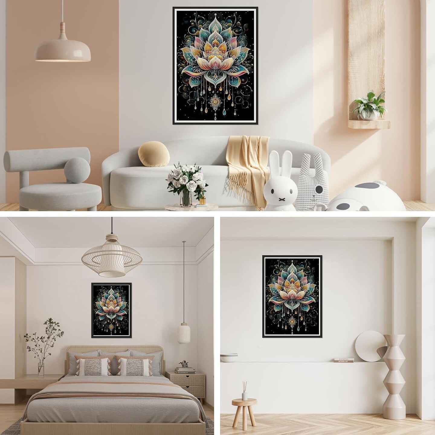 Diamond Art Kits for Adults - Mandala Lotus Flower Diamond Painting Kits DIY 5D Full Drill Diamond Dots Paintings with Diamonds Gem Art and Crafts for Home Decor 12x16 Inch