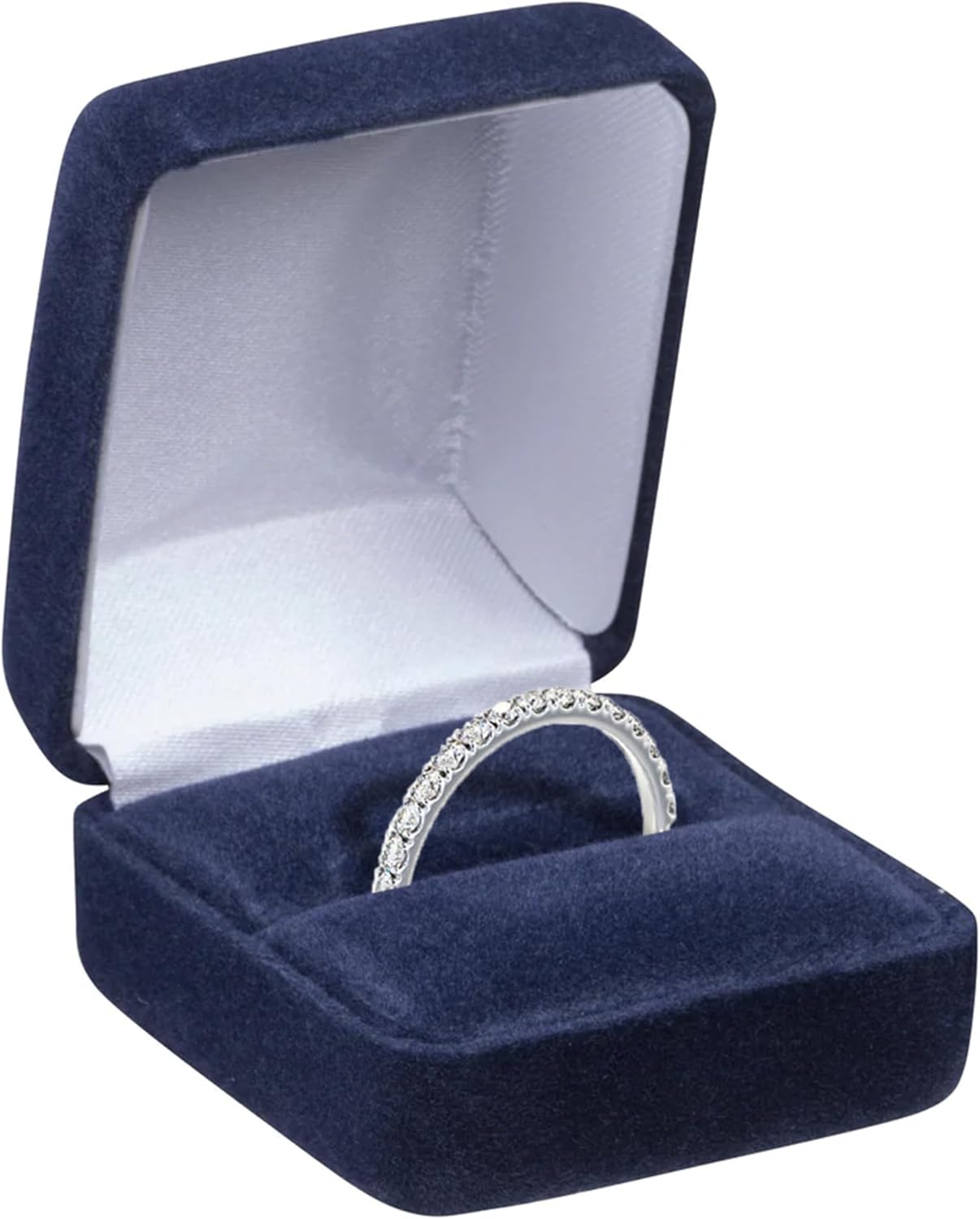 Luxury Rounded-Top Velvet Ring Box - Ring Gift Box for Engagement, Proposal, Wedding Day - Elegant Velour Jewelry Storage Box for Men &#x26; Women - Small Ring Case with Satin Inner Top