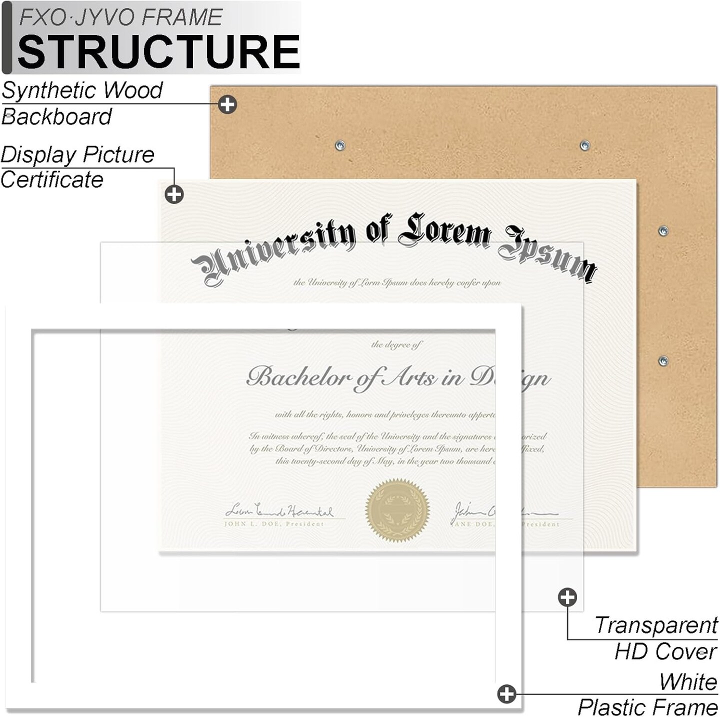 White 8.5 x 11 Frame Display 8.5 by 11 Document Certificate Wall and Tabletop - 1 Pack