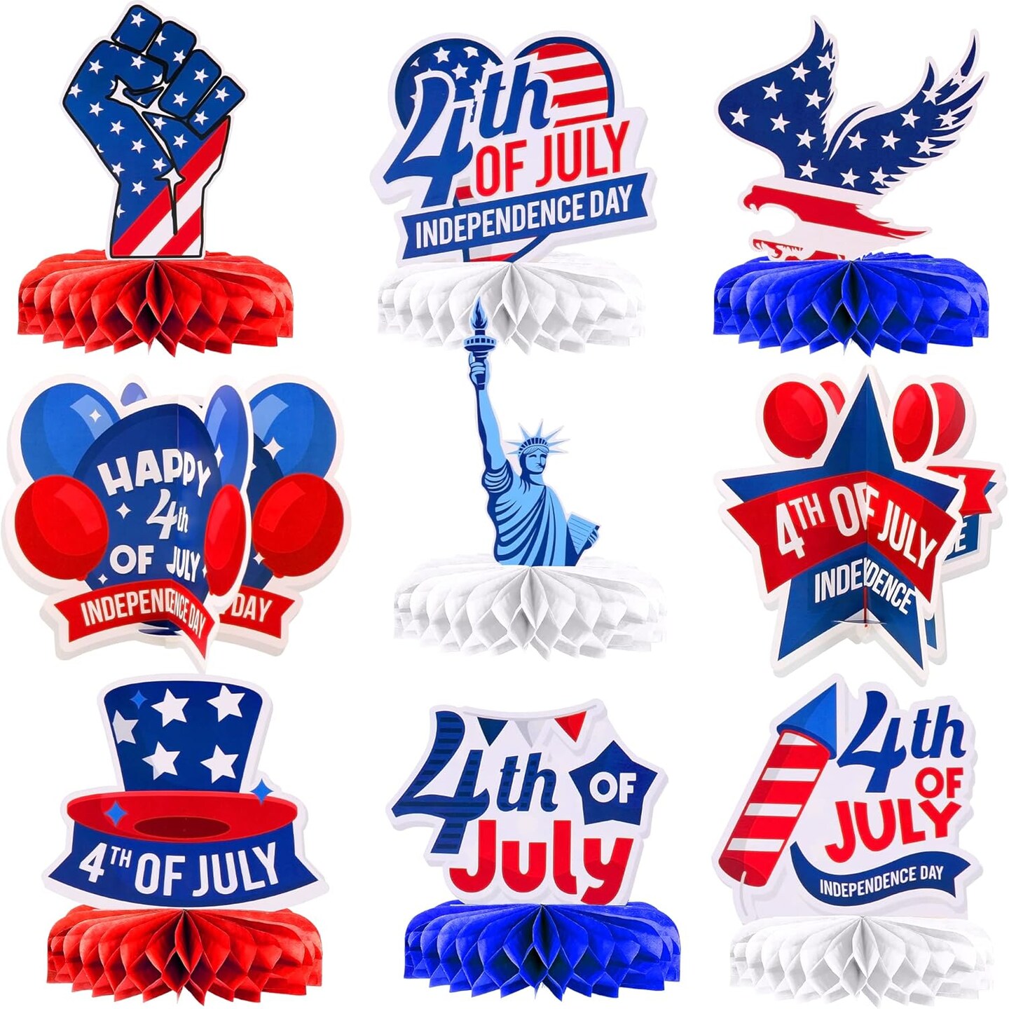 4th of July Centerpieces for Tables - Pack of 9 | Fourth of July Decorations Indoor, Fourth of July Centerpieces | 4th of July Table Decorations, Patriotic Decorations Outdoor, Little DIY