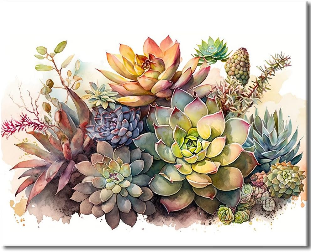 Paint by Number Kit - Succulent Garden Oil Painting on