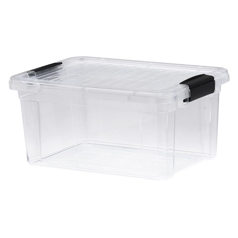 Superio Clear Storage Box with Lid, Plastic Container Bins for Organizing, Stackable Crates, BPA Free, Non Toxic, Odor Free, Organizers for Home, Office, School, and Dorm