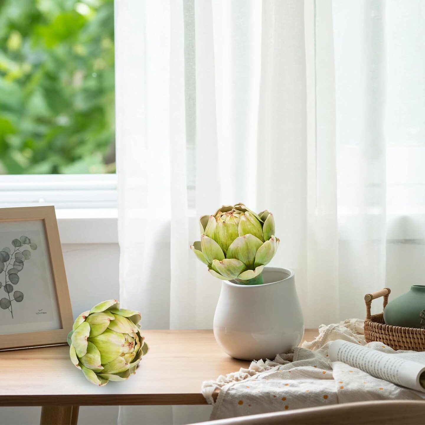 3-Piece Large Faux Artichokes – Realistic Artificial Vegetables for Home, Kitchen, Table, or Party Centerpiece and Bowl Fillers