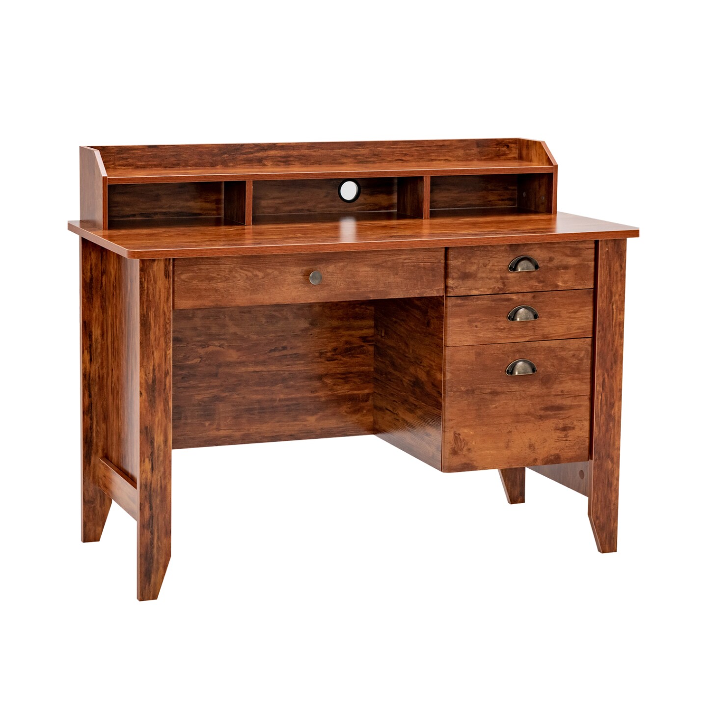 Office Desk with File Drawer and Storage Shelves for Home Workspace