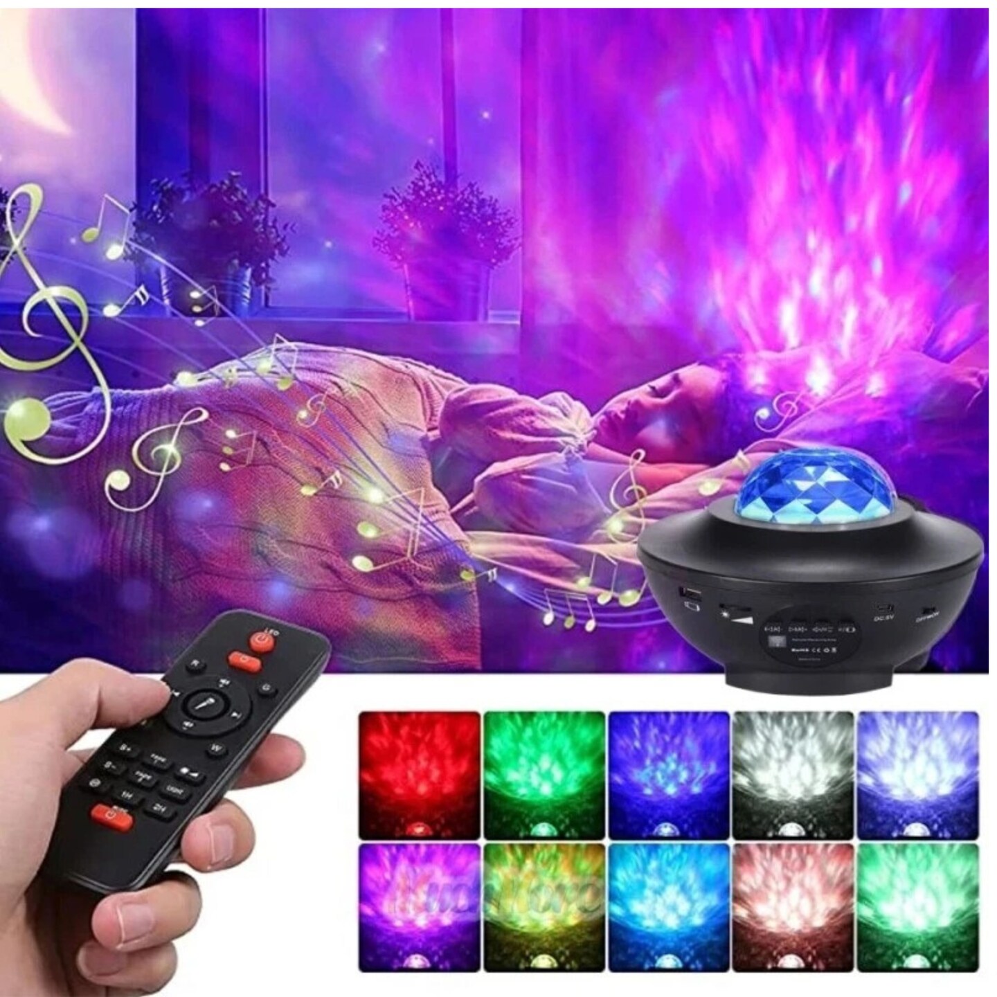LED Ocean Wave Galaxy Starry Sky Projector Night Lamp Music Bluetooth Speaker