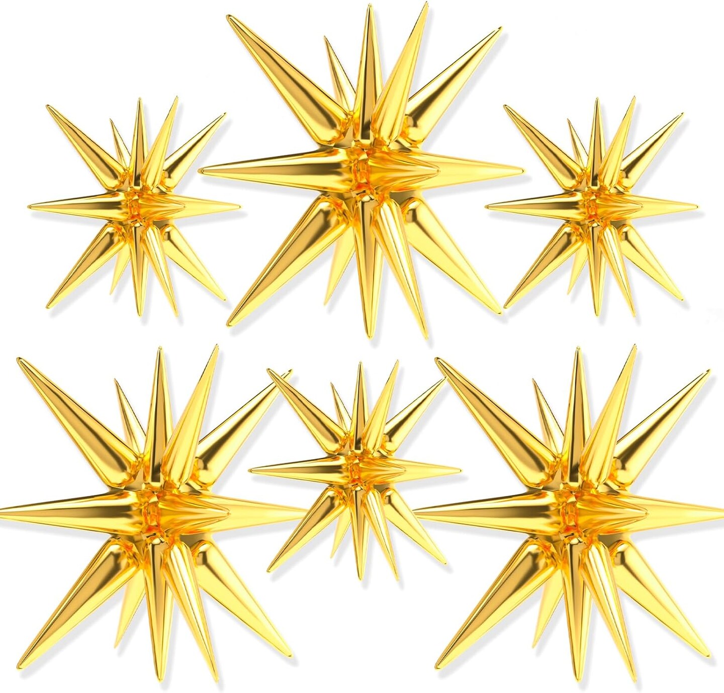 Gold Star Foil Balloons 6 pcs 27 22 Inch Large Spike Starburst Mylar Balloons
