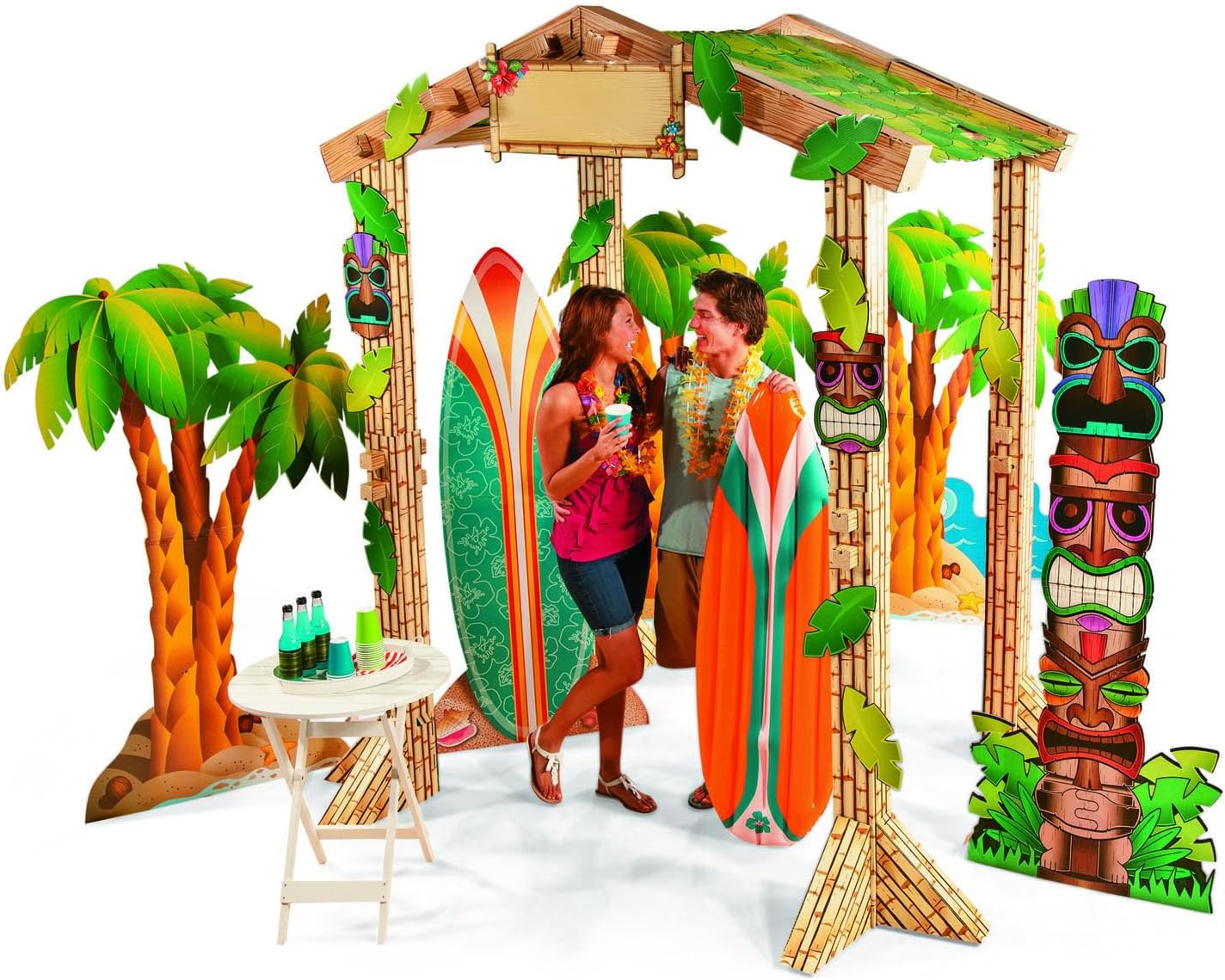 60&#x22; x 20&#x22; Tropical Colors Inflatable Vinyl Surfboard, 1 Piece, Great for Birthdays, Parties, Luau and Tiki Themes